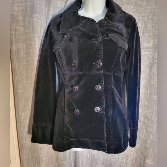 Women's CALVIN KLEIN JEANS Black Velour Lined Jacket Sz M y2k vintage - Picture 7 of 12